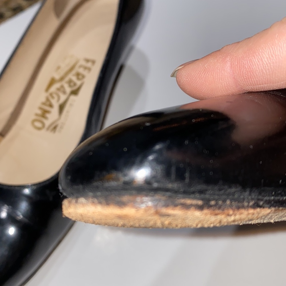 6.5 Ferragamo Patent Leather Black Pumps Women’s shoes 1 7/8 heel VTG Box - Picture 15 of 15